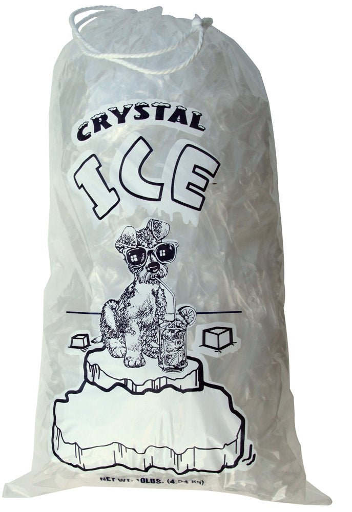 Choice 8 lb. Clear Plastic Drawstring Ice Bag with Ice Print - 500/Case